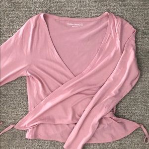 Outdoor Voices pink wrap top